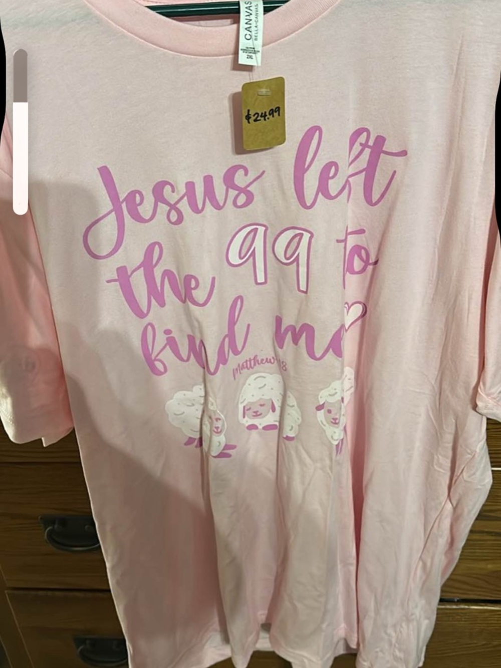 Bella Canvas Pink "Jesus left the 99 to find me" Short Sleeve Tee